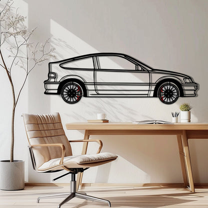 1990 Honda CRX Metal Car Wall Art with Rotating Wheels - JDM Classic Silhouette - Interactive Automotive Wall Decor - KAFMEKA144 - Tampa Home & Garden Store
