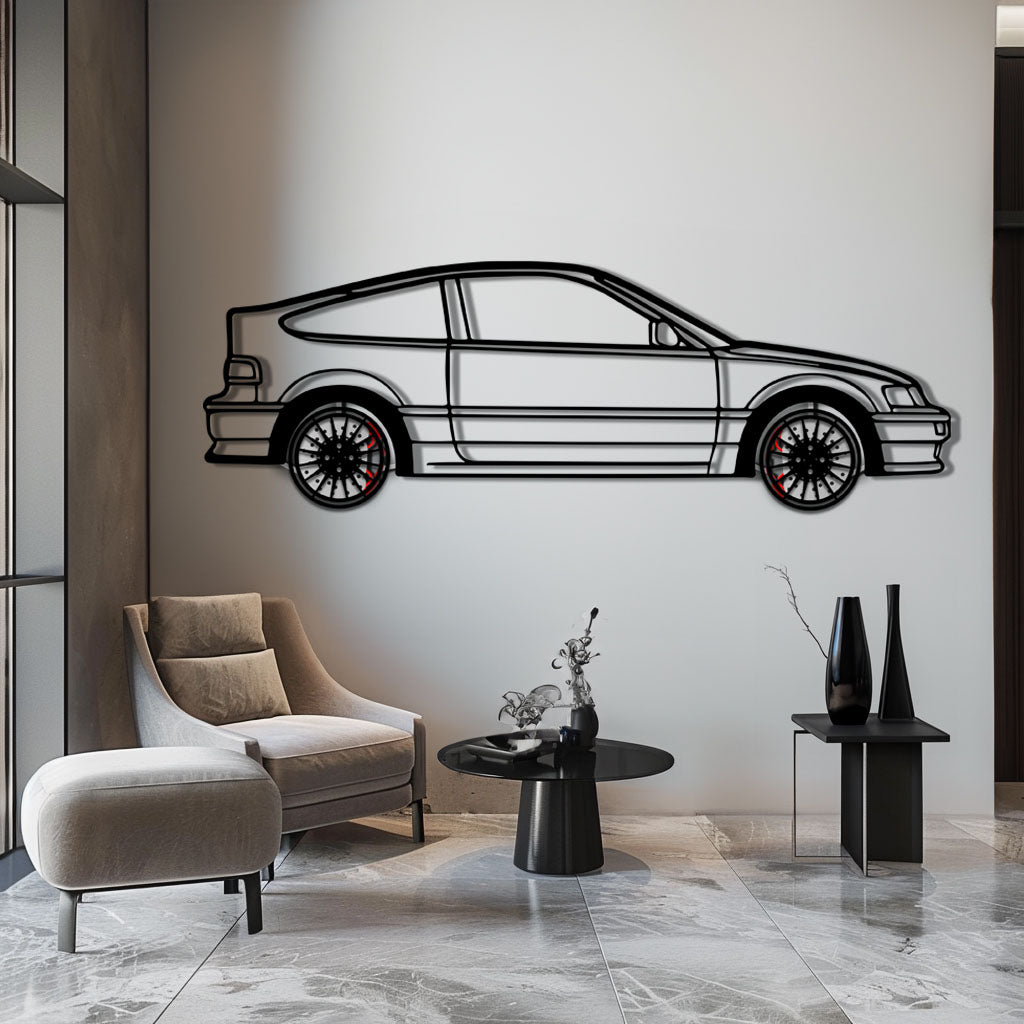1990 Honda CRX Metal Car Wall Art with Rotating Wheels - JDM Classic Silhouette - Interactive Automotive Wall Decor - KAFMEKA144 - Tampa Home & Garden Store