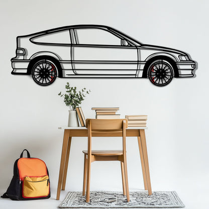 1990 Honda CRX Metal Car Wall Art with Rotating Wheels - JDM Classic Silhouette - Interactive Automotive Wall Decor - KAFMEKA144 - Tampa Home & Garden Store