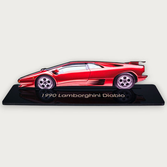 1990 Lamborghini Diablo (1) Metal Car Wall Art, Color 2D Diecast Car Decor, Silhouette Metal Wall Art, Gift For Car Lovers, Detailed Color Metal Car - Tampa Home & Garden Store