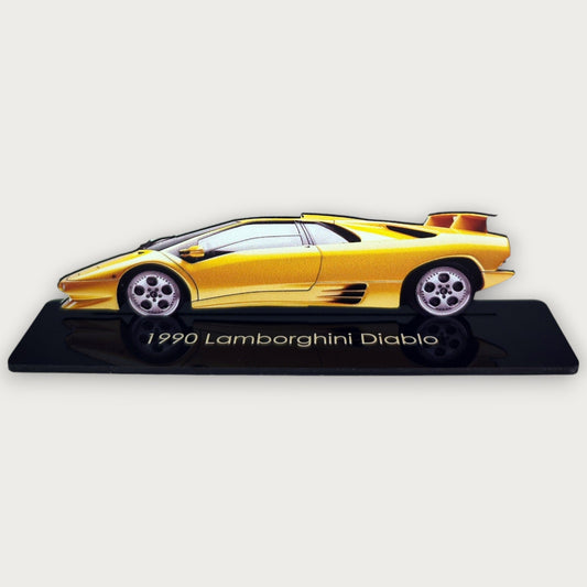 1990 Lamborghini Diablo (2) Metal Car Wall Art, Color 2D Diecast Car Decor, Silhouette Metal Wall Art, Gift For Car Lovers, Detailed Color Metal Car - Tampa Home & Garden Store
