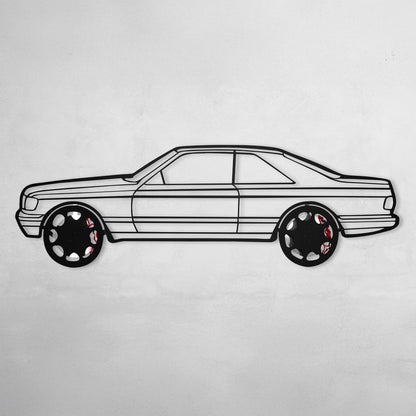 1990 Mercedes-Benz 500 SEC Wall Art – Steel Silhouette with Spinning Wheels-KAFMEKA032 - Tampa Home & Garden Store