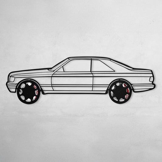 1990 Mercedes-Benz 500 SEC Wall Art – Steel Silhouette with Spinning Wheels-KAFMEKA032 - Tampa Home & Garden Store