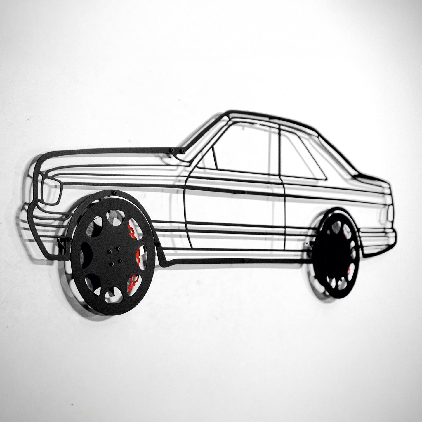 1990 Mercedes-Benz 500 SEC Wall Art – Steel Silhouette with Spinning Wheels-KAFMEKA032 - Tampa Home & Garden Store