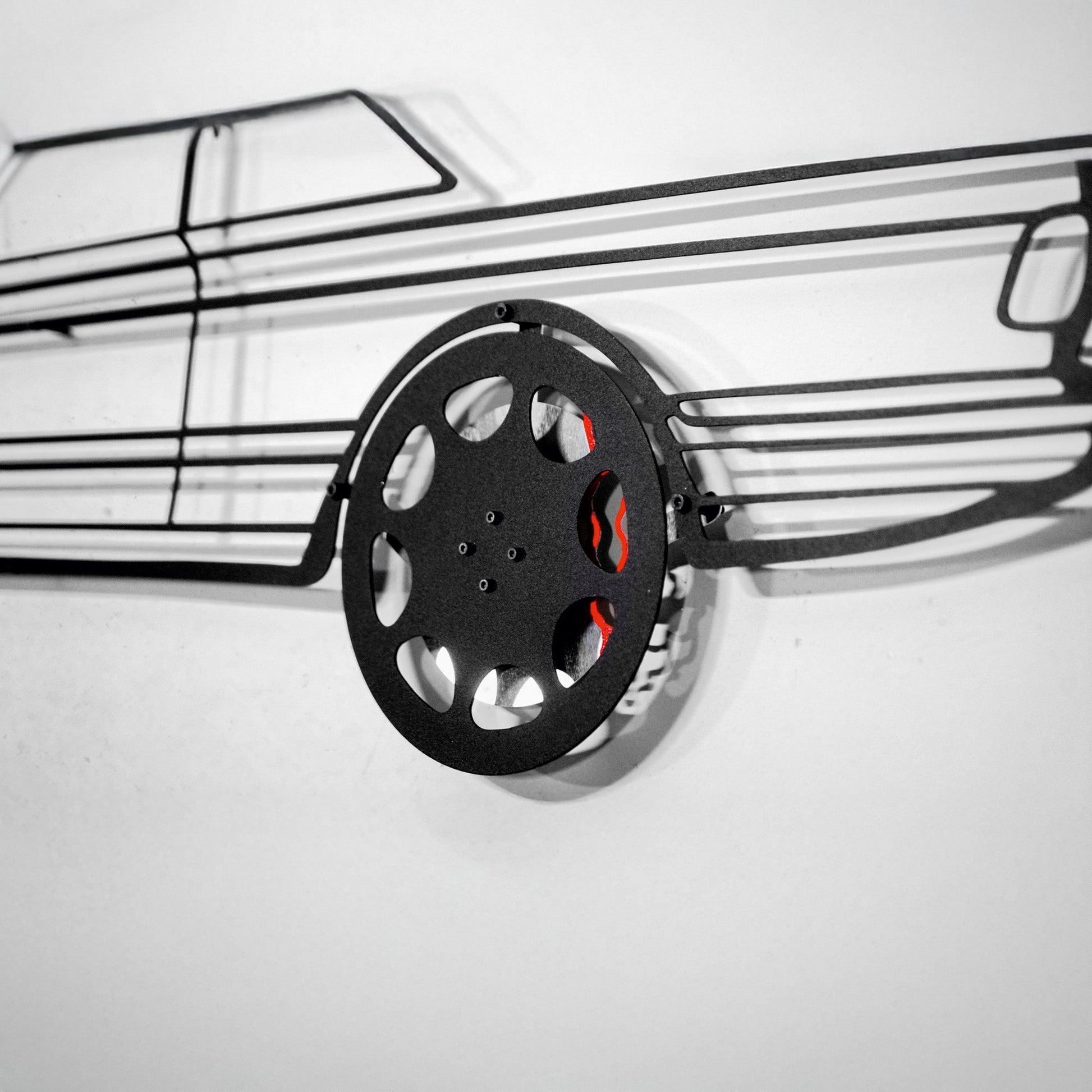 1990 Mercedes-Benz 500 SEC Wall Art – Steel Silhouette with Spinning Wheels-KAFMEKA032 - Tampa Home & Garden Store