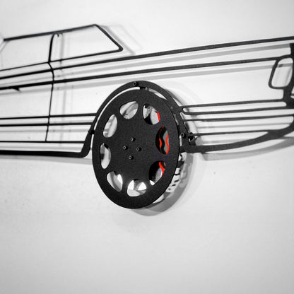 1990 Mercedes-Benz 500 SEC Wall Art – Steel Silhouette with Spinning Wheels-KAFMEKA032 - Tampa Home & Garden Store