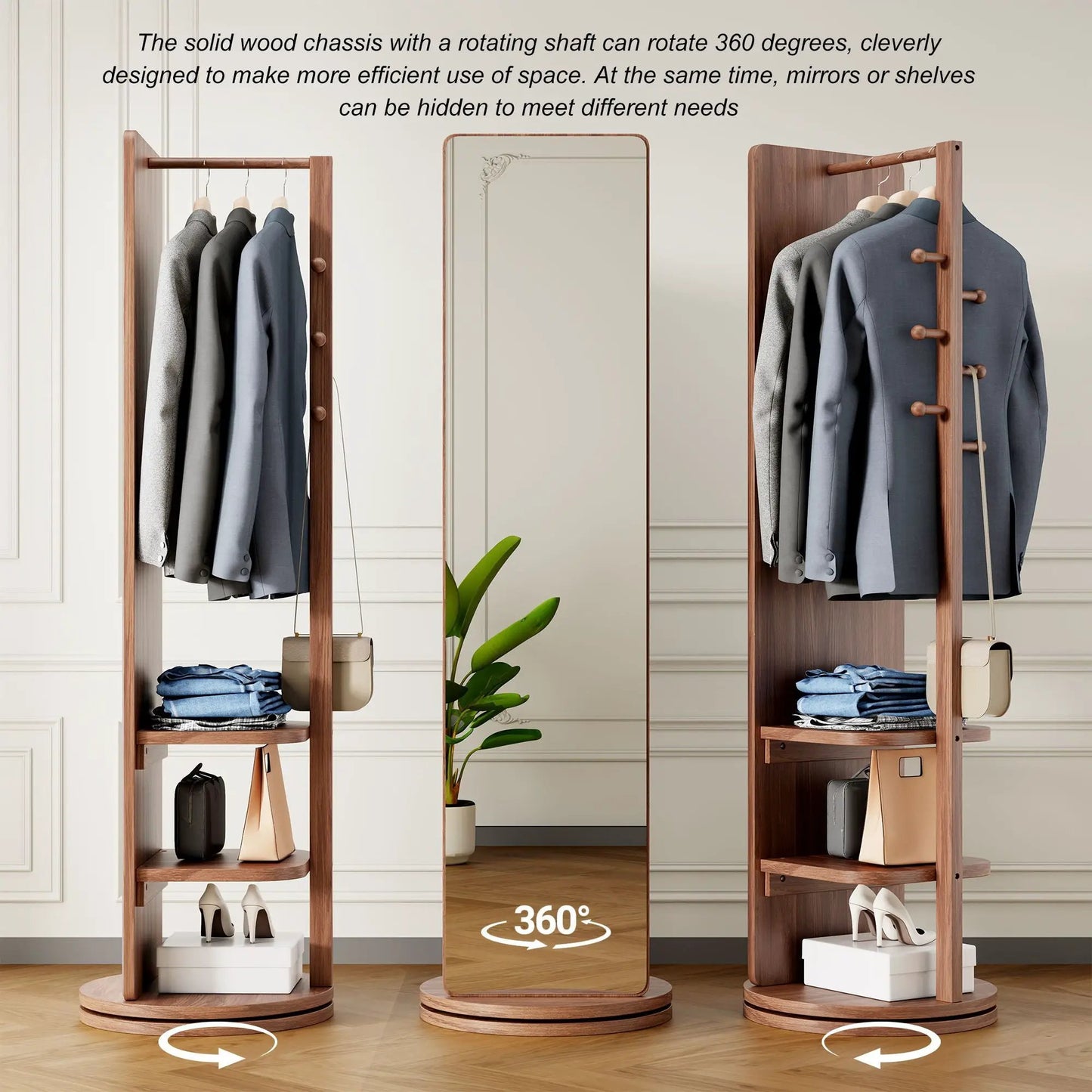 3 In 1 Full Length Clothing Mirror in wood frame with two racks Unique Piece Furniture on Tampa Home & Garden Store
