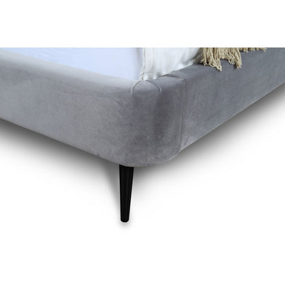 Heather upholstered bed with curved headboard, gray velvet, black tapered legs by HouseOfZazla on Tampa Home & Garden Store