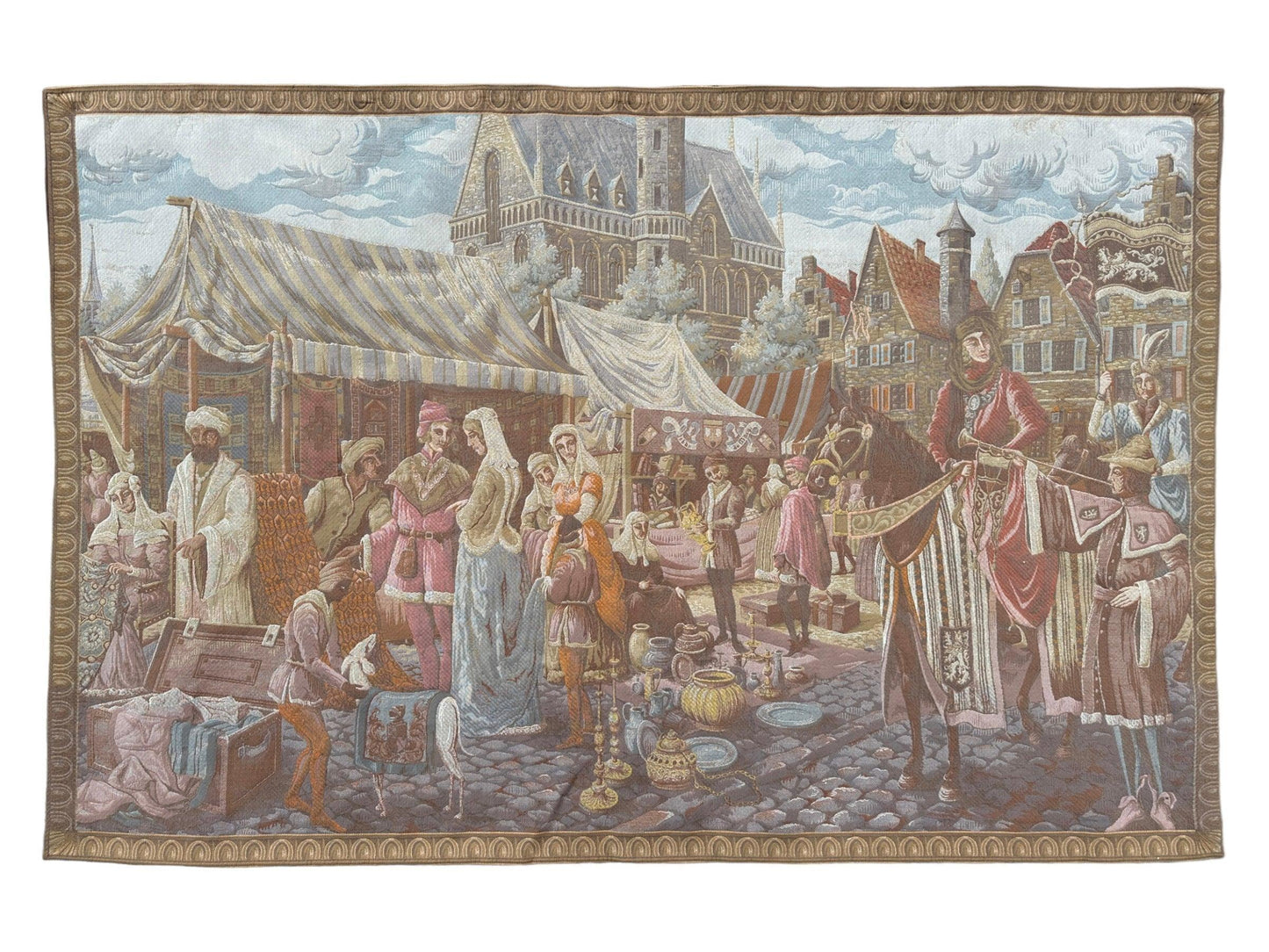 1990s Belgium Wall Tapestry 4'1” x 6’4” - Tampa Home & Garden Store