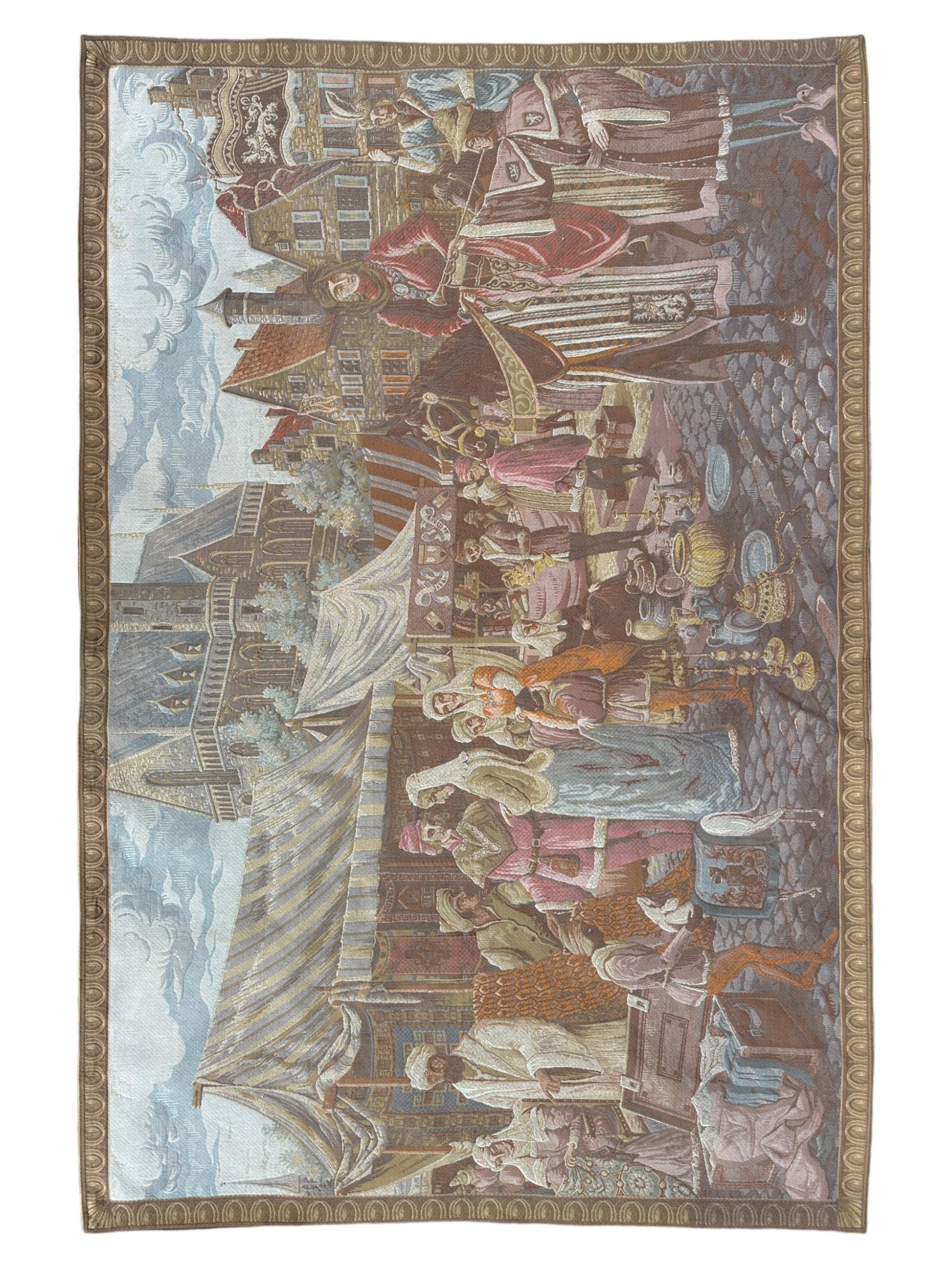 1990s Belgium Wall Tapestry 4'1” x 6’4” - Tampa Home & Garden Store