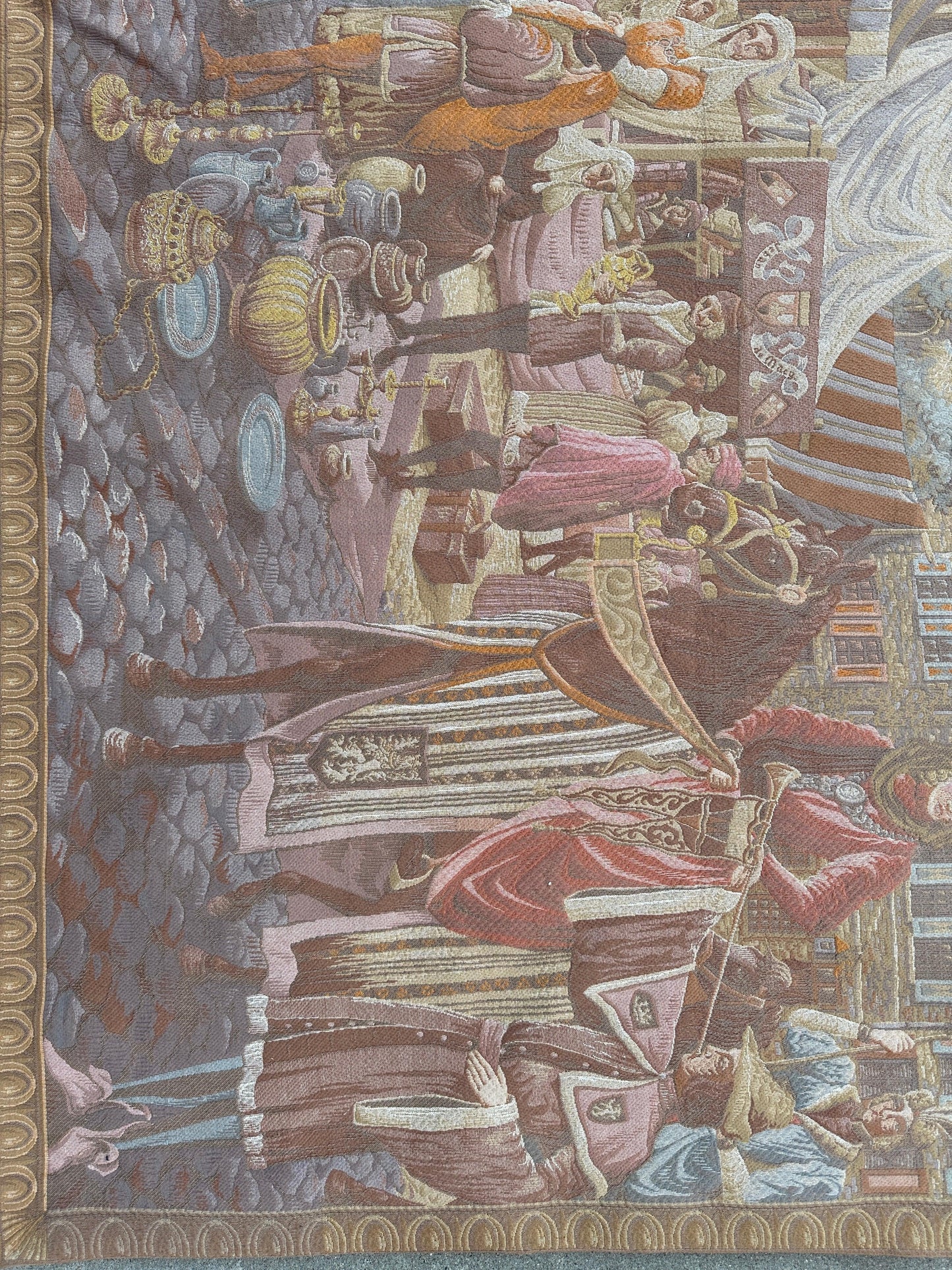 1990s Belgium Wall Tapestry 4'1” x 6’4” - Tampa Home & Garden Store