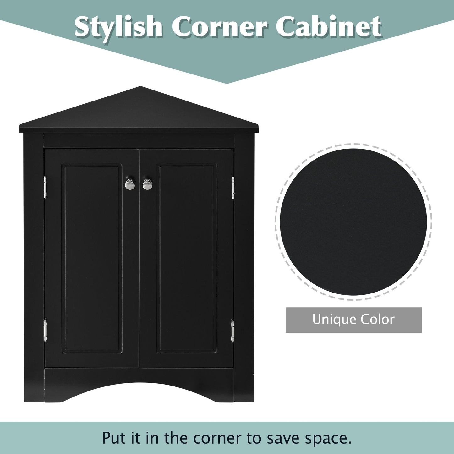 Triangle black storage cabinet with adjustable shelves linen cabinet HouseOfZazla on Tampa Home & Garden Store