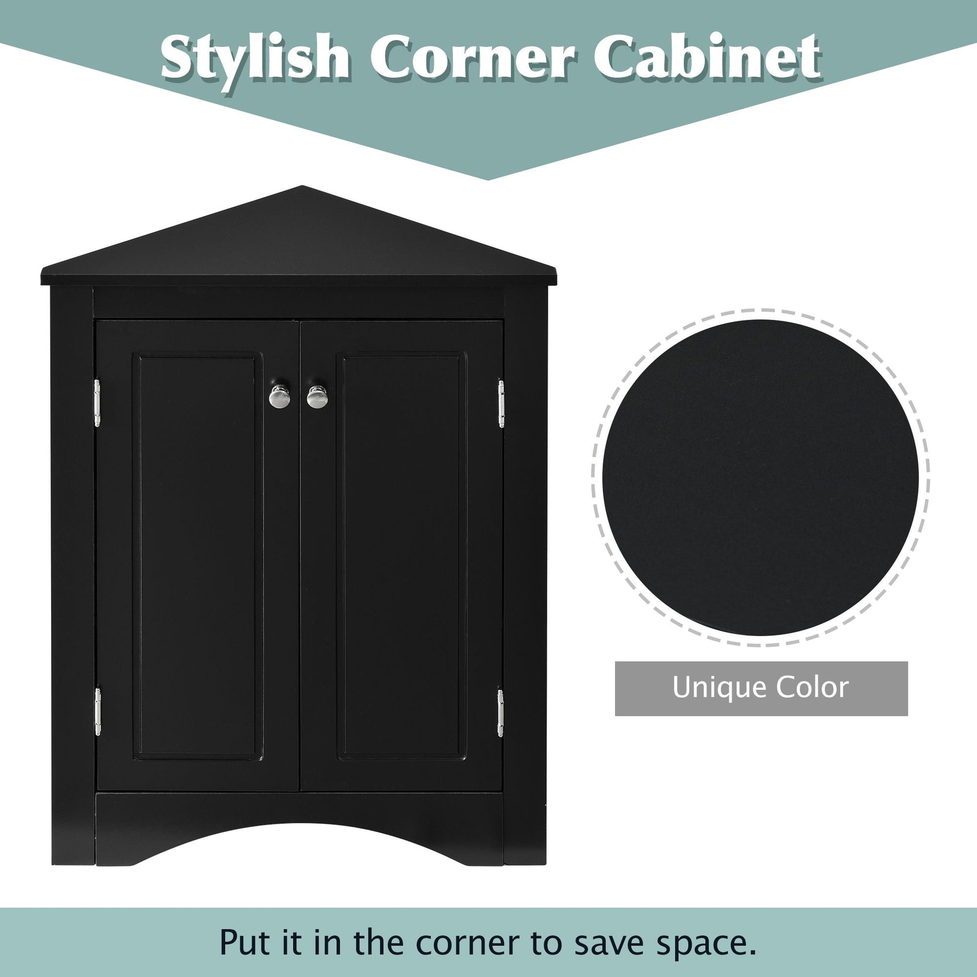Triangle black storage cabinet with adjustable shelves linen cabinet HouseOfZazla on Tampa Home & Garden Store