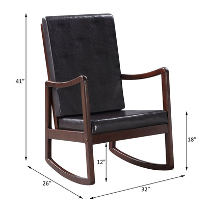 Raina synthetic leather rocking chair espresso wood arms by HouseOfZazla on Tampa Home & Garden Store