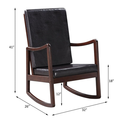 Raina Synthetic Leather Rocking Chair Espresso