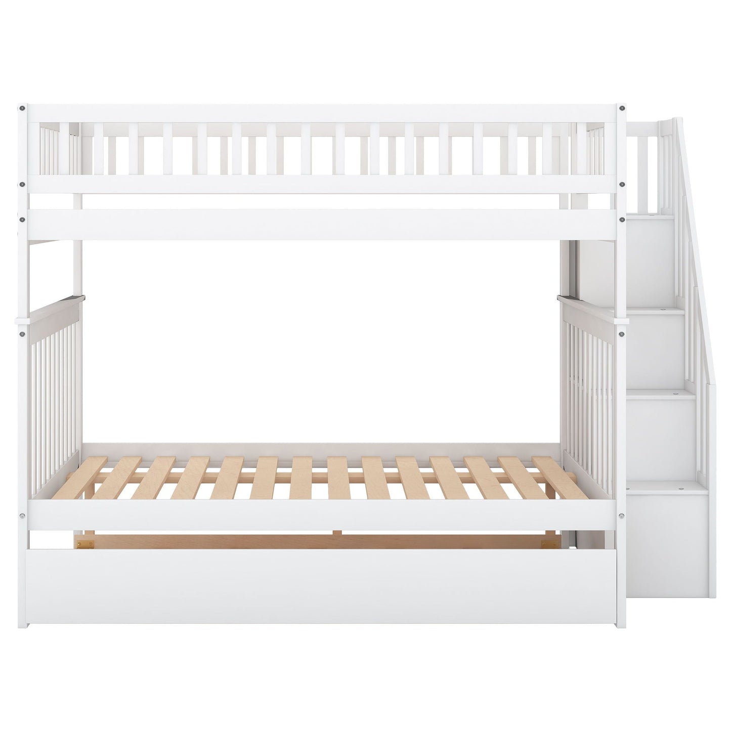 Bunk bed with staircase, white wooden frame by HouseOfZazla on Tampa Home & Garden Store
