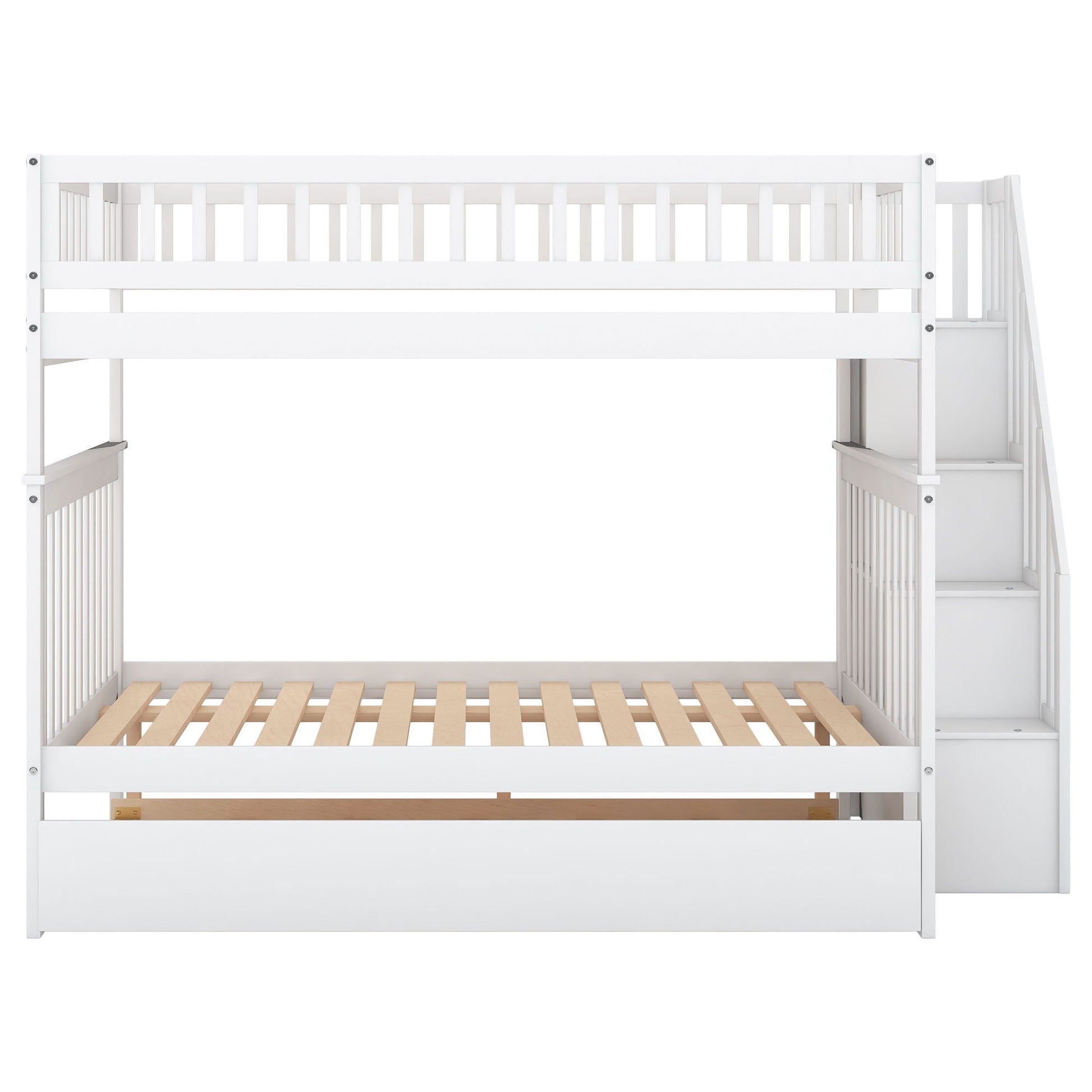 Bunk bed with staircase, white wooden frame by HouseOfZazla on Tampa Home & Garden Store