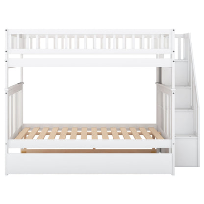 Bunk bed with staircase, white wooden frame by HouseOfZazla on Tampa Home & Garden Store