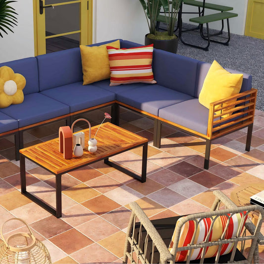 Patio Furniture Set: Patio Dining Set+Teak Wood Side Table+3 Pieces Patio Rattan Bistro Set - Tampa Home & Garden Store