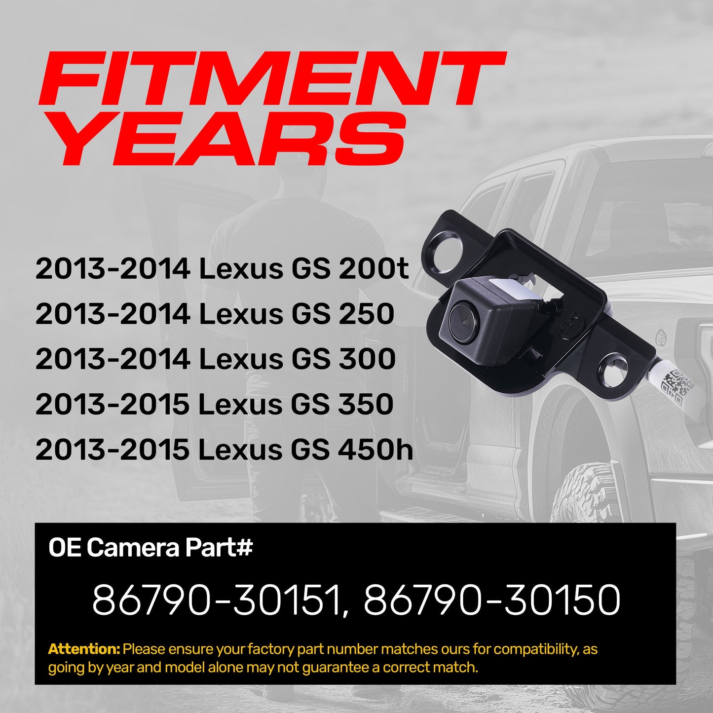 Master Tailgaters OEM backup camera for Lexus GS 200t/ GS 350/450h (2013-2015) black housing on Tampa Home & Garden Store