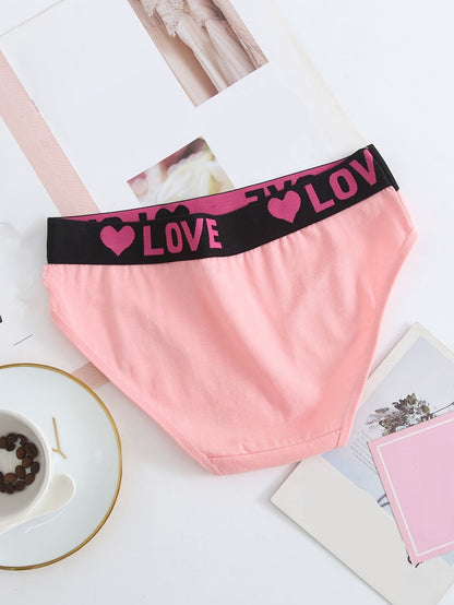 Soft Touch seamless bikini brief in pink with black waistband printed LOVE hearts Stevvex ST44BK1AH on Tampa Home & Garden Store