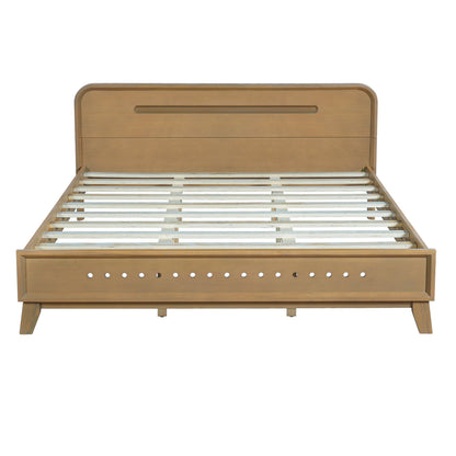 Pine Solid Wood Queen Bed and Rustic Yellow