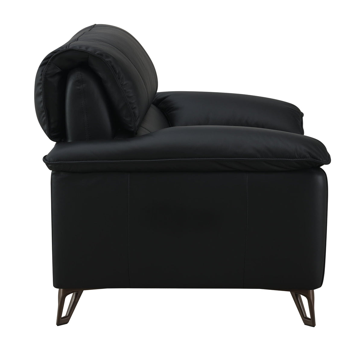Black top-grain leather arm chair with plush cushions, curved back, metal legs HouseOfZazla on Tampa Home & Garden Store