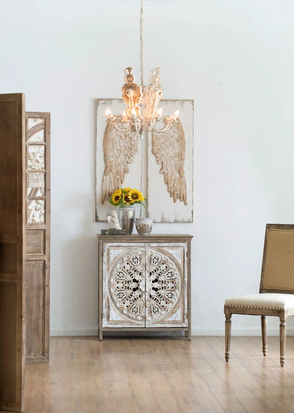 Feather Wing Wall Panels with Distressed Art