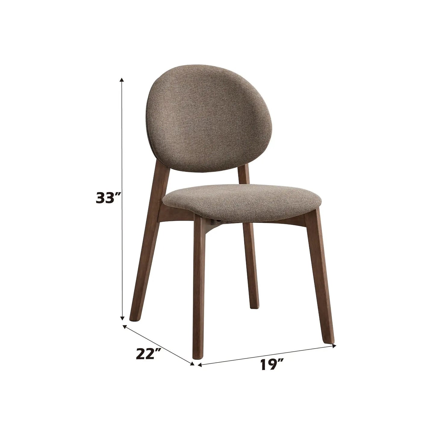 Hadasa Side Chair set of 2 in warm brown textured upholstery with wood legs on Tampa Home & Garden Store