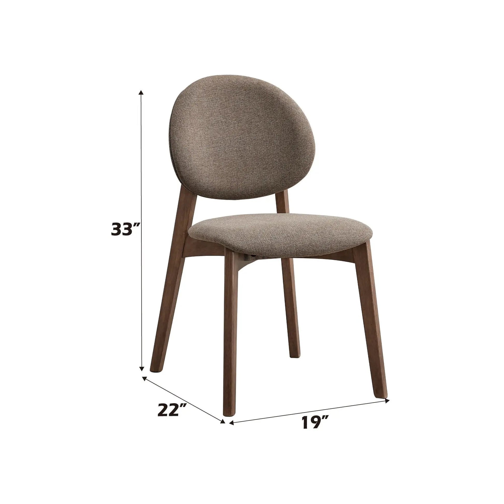 Hadasa Side Chair set of 2 in warm brown textured upholstery with wood legs on Tampa Home & Garden Store
