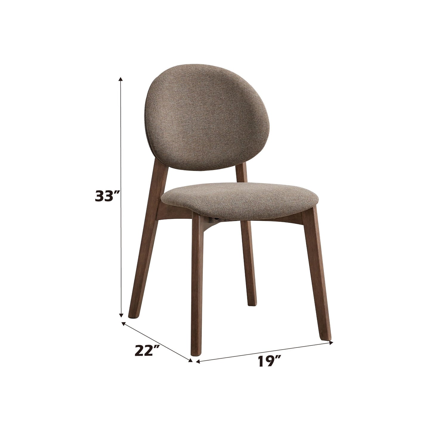 Hadasa Side Chair set of 2 with taupe textured upholstery and wooden legs on Tampa Home & Garden Store