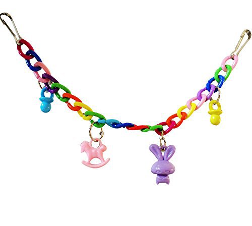 Parrot acrylic chain suspension swing toy with multicolor links and two charms on Tampa Home & Garden Store