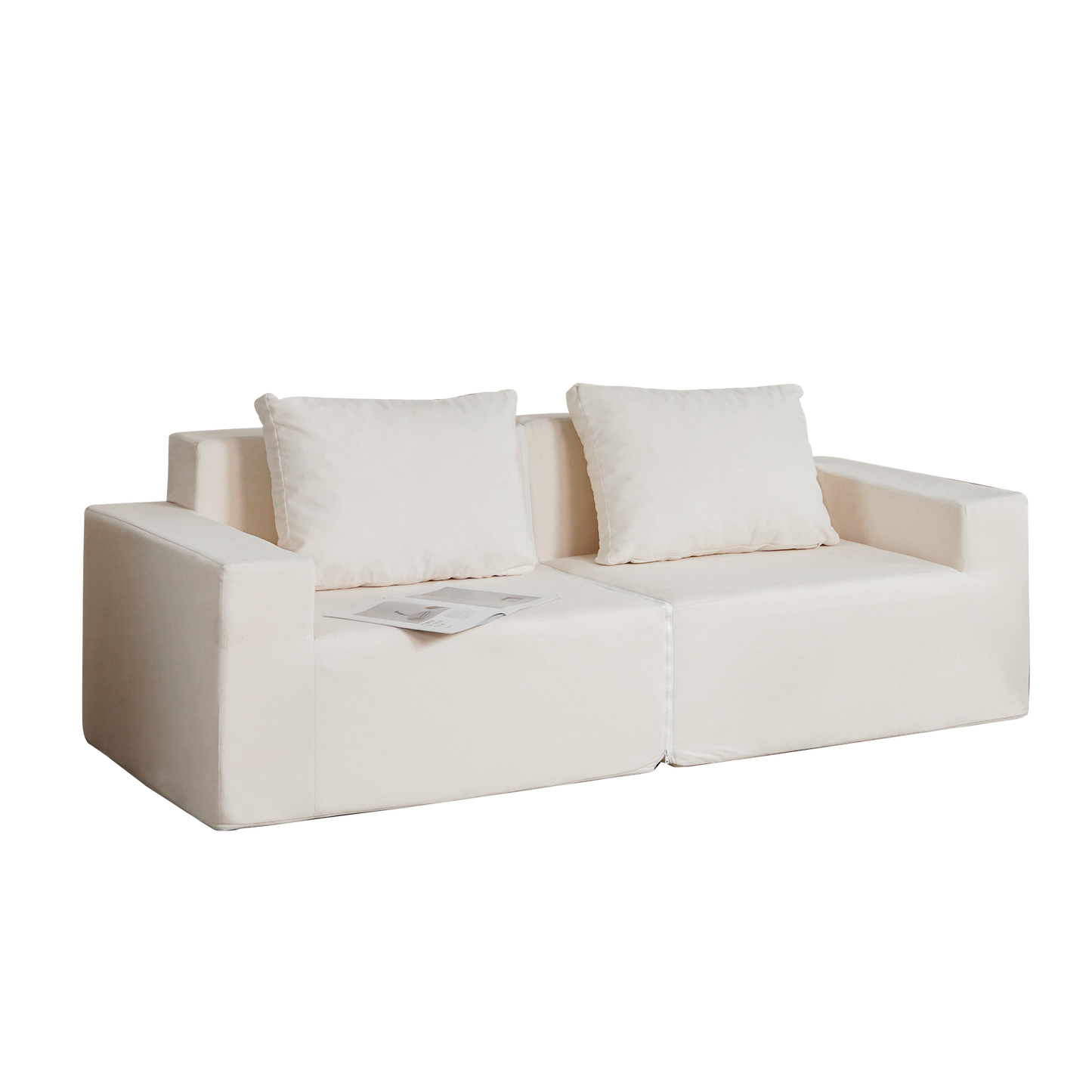 No Installation&Convertible Living room foam sofa chair Loveseat Twin Size with Armrests Removable and Machine Washable Cover - Tampa Home & Garden Store