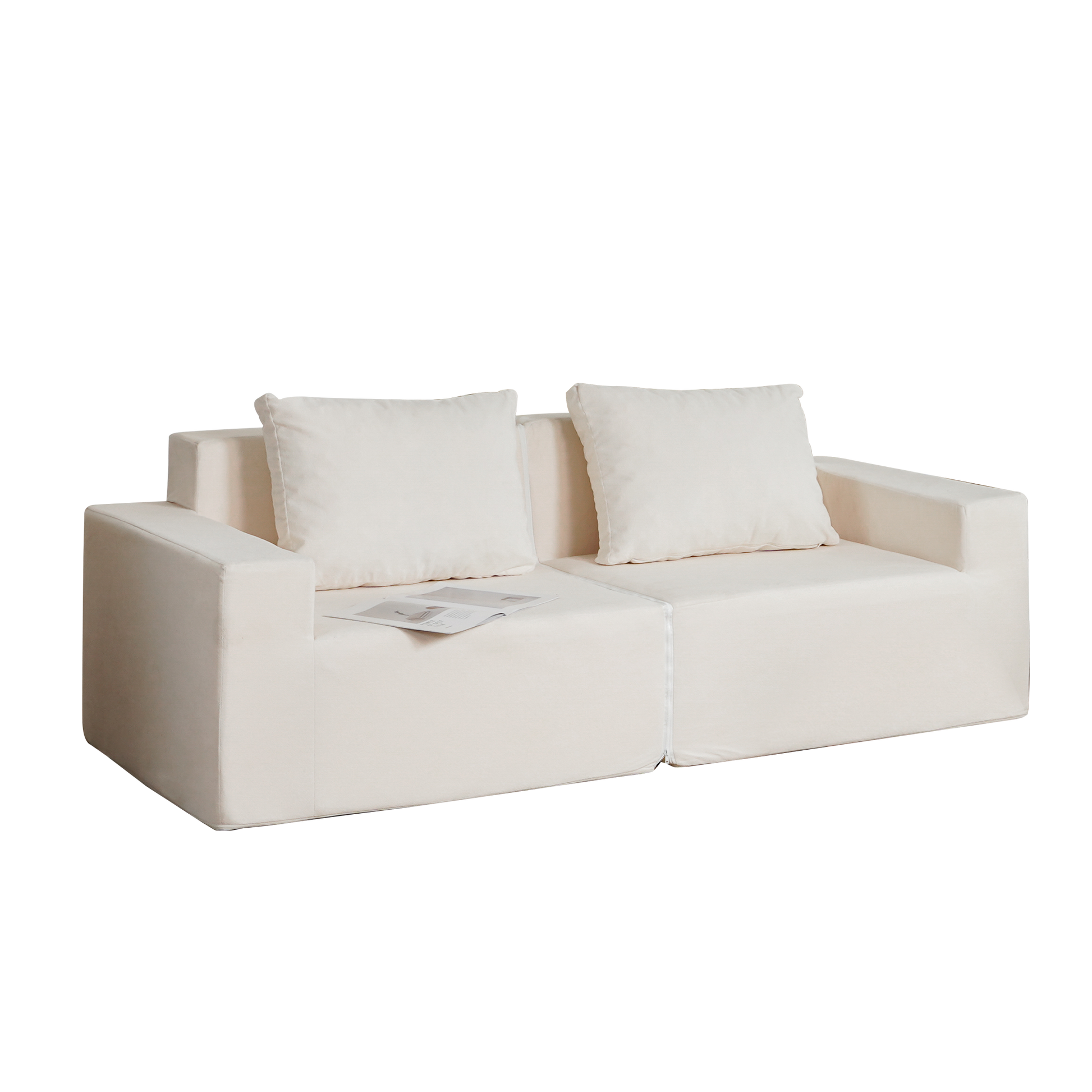 No Installation&Convertible Living room foam sofa chair Loveseat Twin Size with Armrests Removable and Machine Washable Cover - Tampa Home & Garden Store