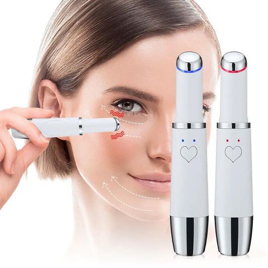 USB Eye Massager Pen, white handheld wand with blue LED ring and dual massagers on Tampa Home & Garden Store