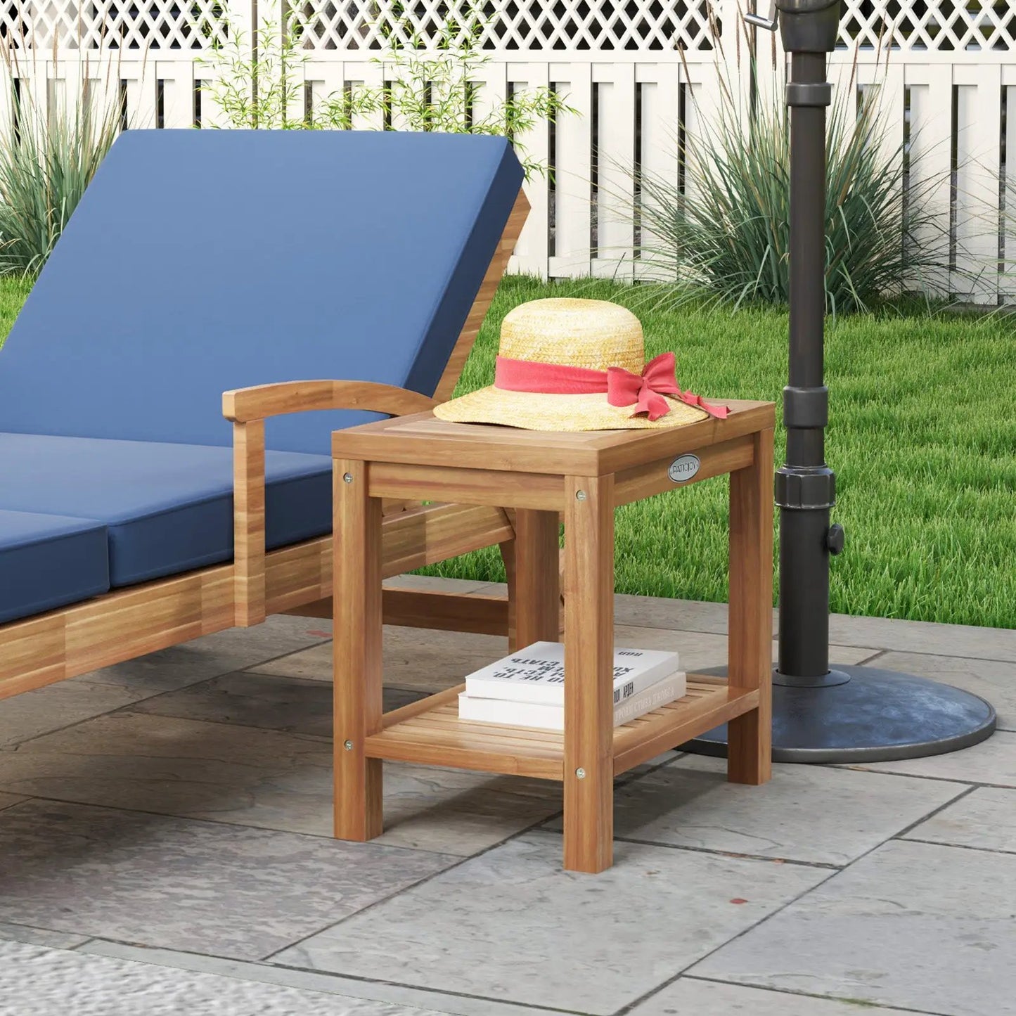 19 Inch Teak Wood Shower Bench With Storage Shelf