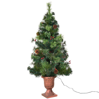 LED Christmas Tree with Red Berries Pine Cones in a terracotta planter DirectDeals tree on Tampa Home & Garden Store