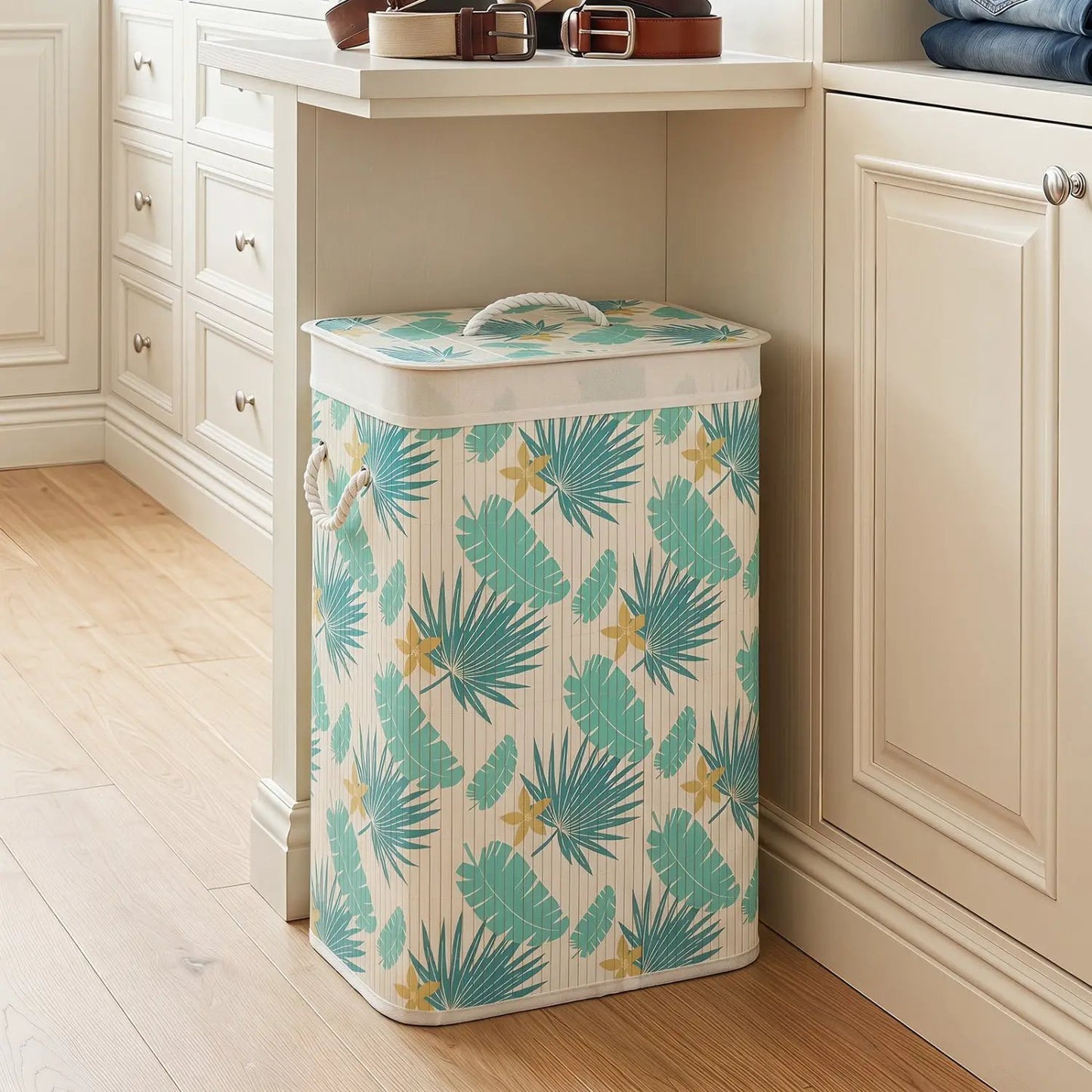 Bamboo Laundry Hamper with Liner, 19 Gallon