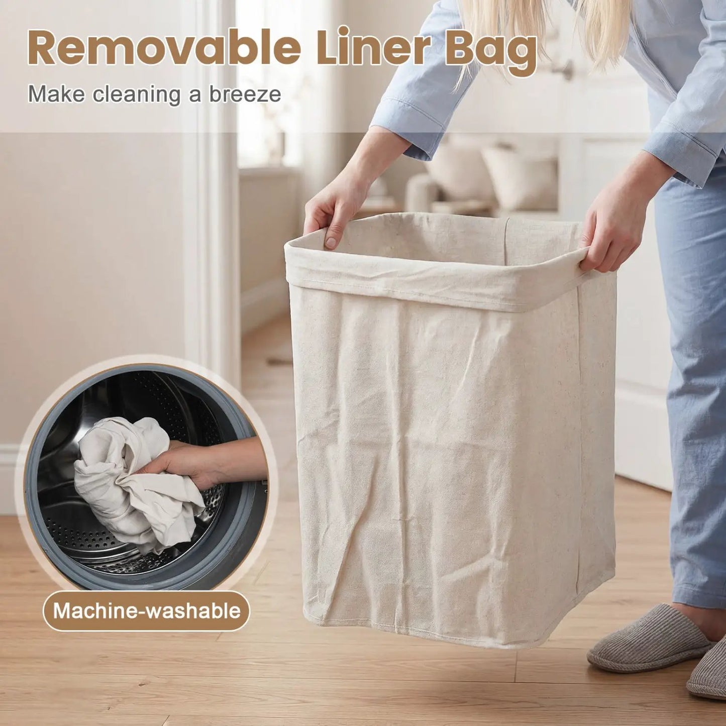 Bamboo Laundry Hamper with Liner, 19 Gallon
