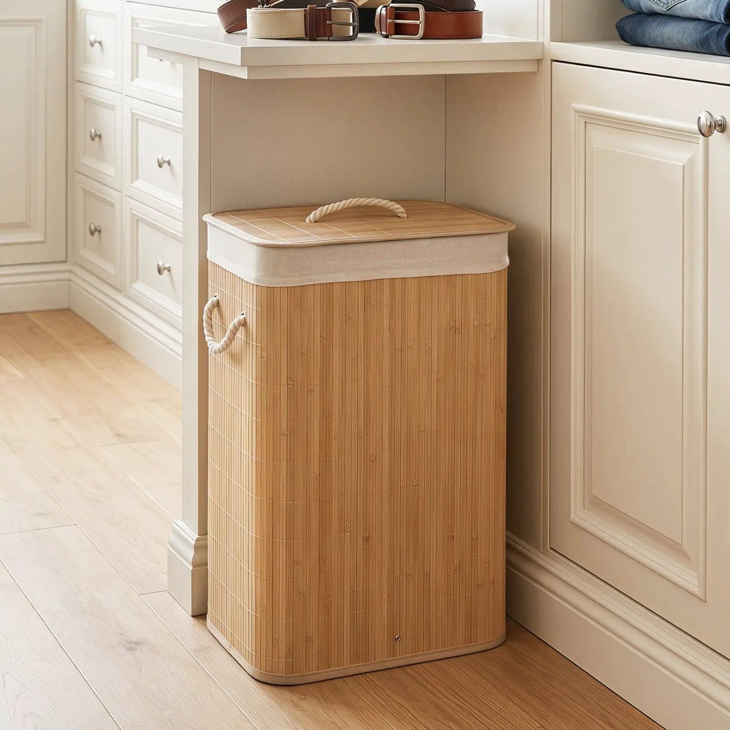 Bamboo Laundry Hamper with Liner, 19 Gallon