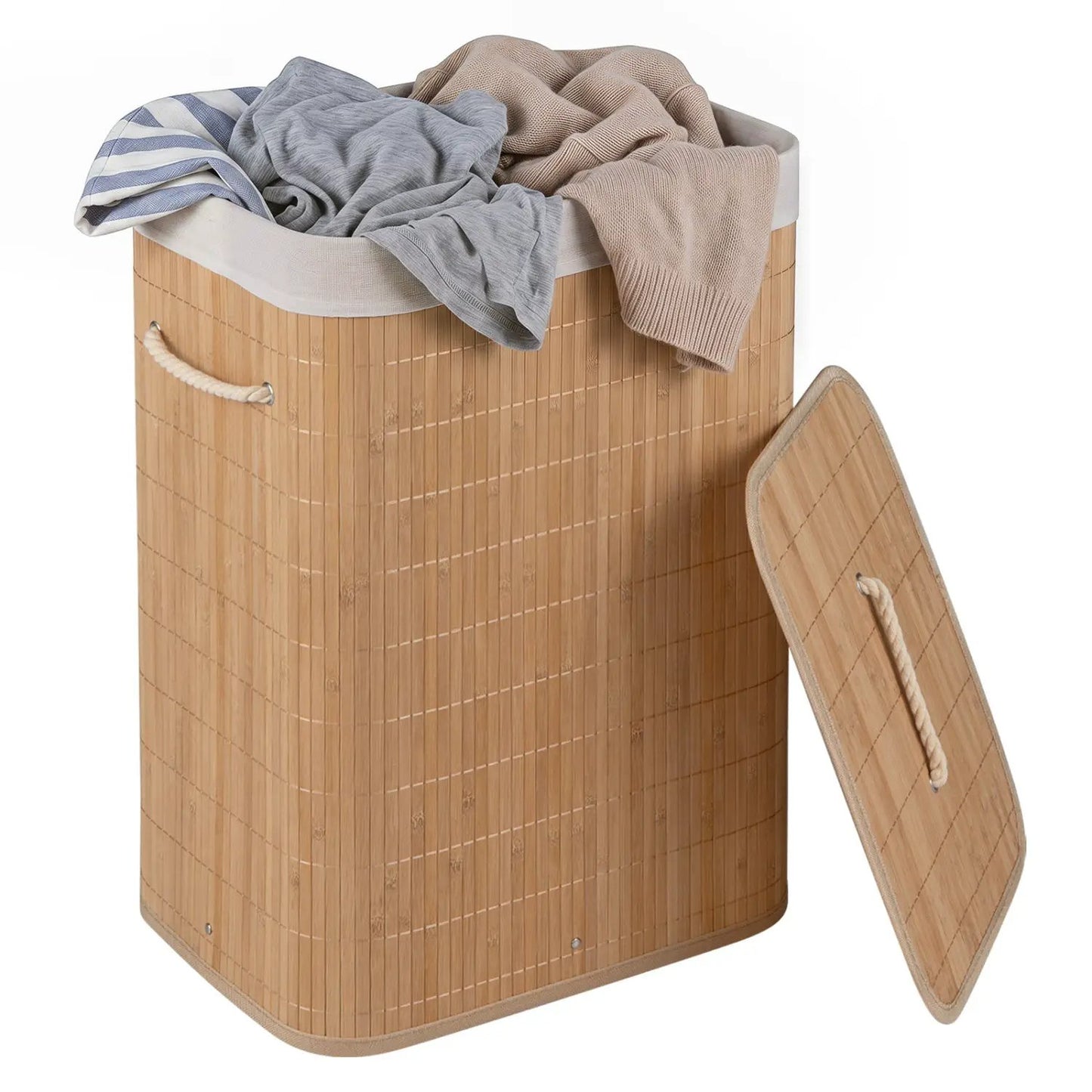 Bamboo Laundry Hamper with Liner, 19 Gallon
