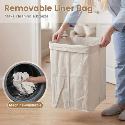 Bamboo Laundry Hamper with Liner, 19 Gallon