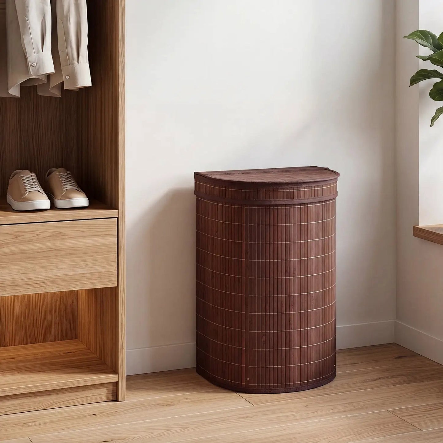 19 Gallon Bamboo Laundry Hamper with Zippered Lid