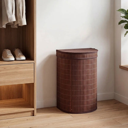 19 Gallon Bamboo Laundry Hamper with Zippered Lid