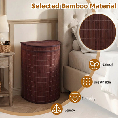 19 Gallon Bamboo Laundry Hamper with Zippered Lid