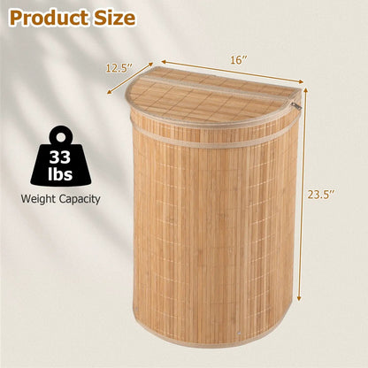 19 Gallon Bamboo Laundry Hamper with Zippered Lid