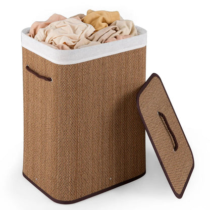 Large Bamboo Laundry Hamper with Removable Liner