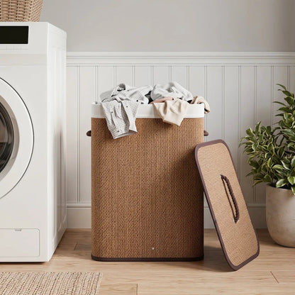 Large Bamboo Laundry Hamper with Removable Liner