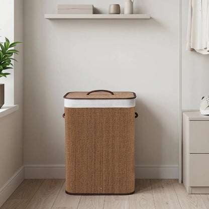 Large Bamboo Laundry Hamper with Removable Liner