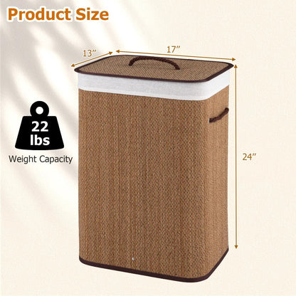 Large Bamboo Laundry Hamper with Removable Liner